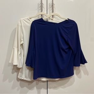 Set of 2 Reversible Uniqlo Bell Sleeve Work Tops - 3/4 Sleeve